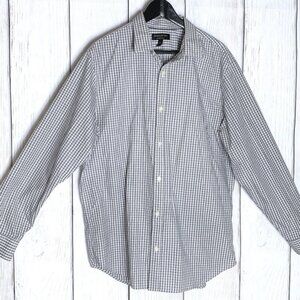 Banana Republic Mens Light Gray & White Check Button Up